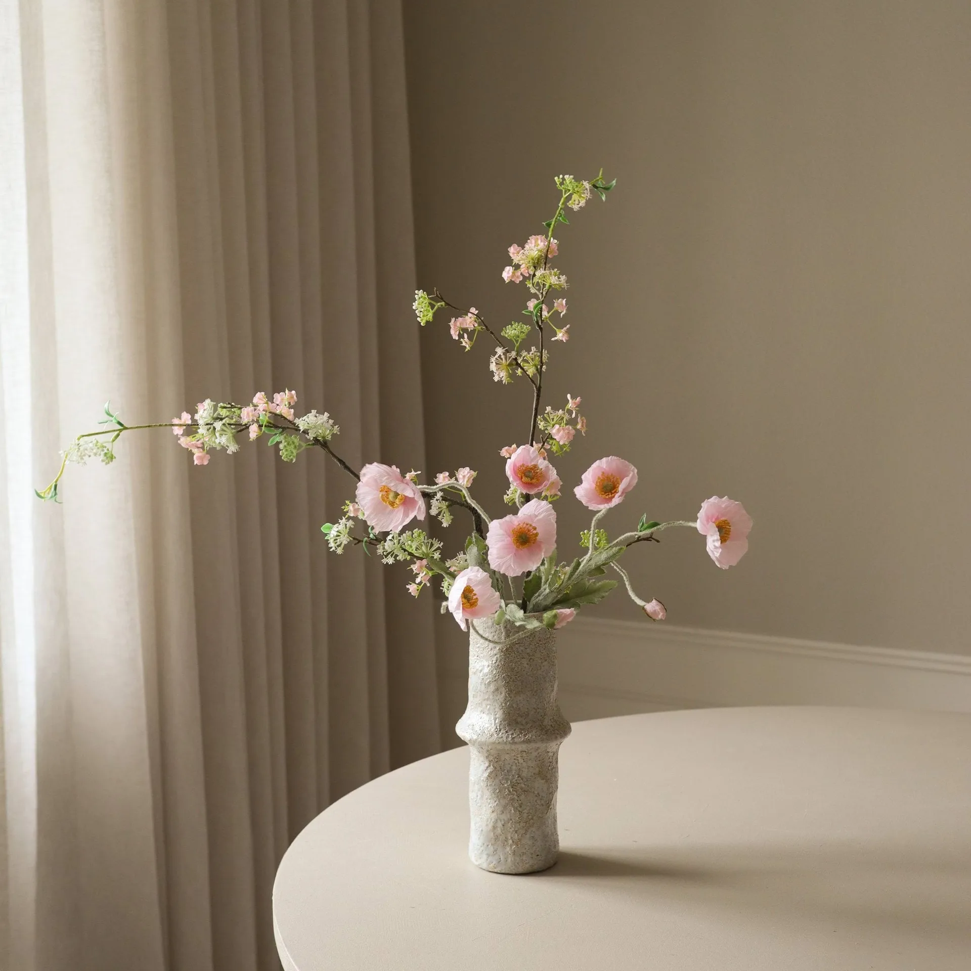 Blossom Veil τεχνητό μπουκέτο, Παπαρούνα, λευκή ιτιά Botané