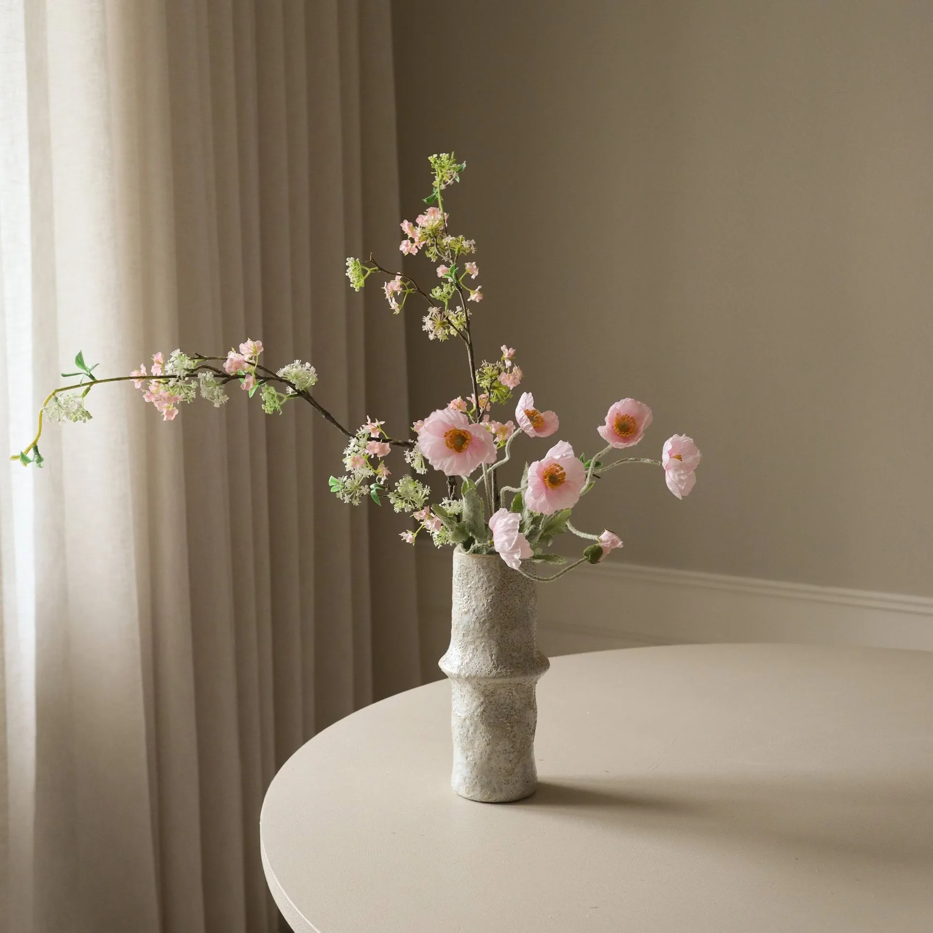 Blossom Veil τεχνητό μπουκέτο, Παπαρούνα, λευκή ιτιά Botané