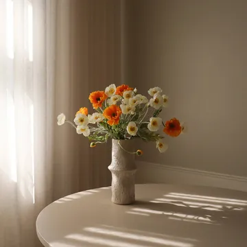 Παπαρούνες τεχνητό μπουκέτο - Daylight, λευκό-πορτοκαλί - Botané