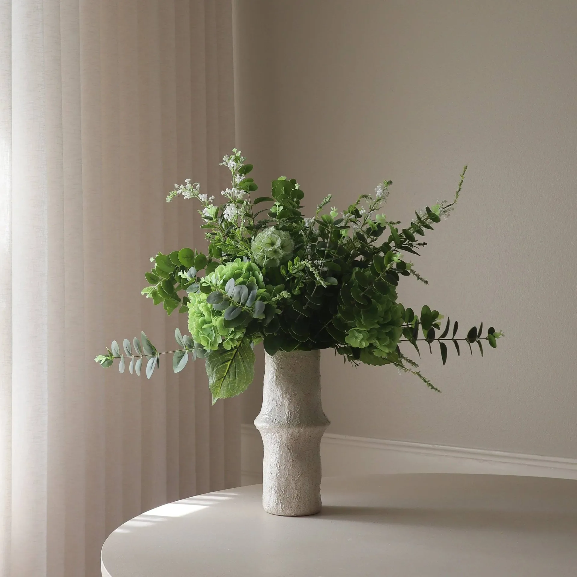 Deep Green τεχνητό μπουκέτο, Hortensia-αγριολούλουδα-ευκάλυπτος-βάδος 15 τεμάχια Botané