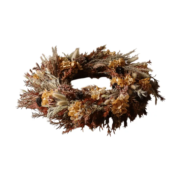 Golden Meadow Wreath στεφάνι - Ορτανσία-αποξηραμένο γρασίδι-φτέρη-haröron, Ø40 εκ. - Botané