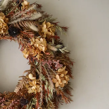 Golden Meadow Wreath στεφάνι - Ορτανσία-αποξηραμένο γρασίδι-φτέρη-haröron, Ø40 εκ. - Botané