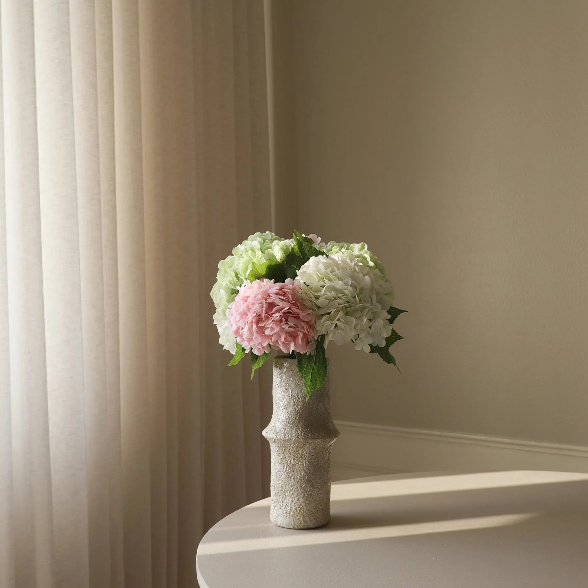 Hortensia τεχνητό μπουκέτο, Ροζ-λευκό-πράσινο, 7 τεμάχια Botané
