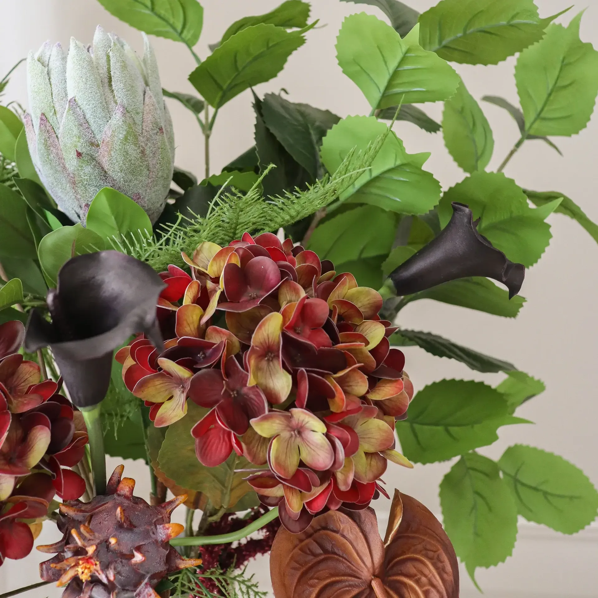 Noir Botanica τεχνητή ανθοδέσμη, Ορτανσία-κάλλα-ανθούριο 112 εκ., 15 τμχ. Botané