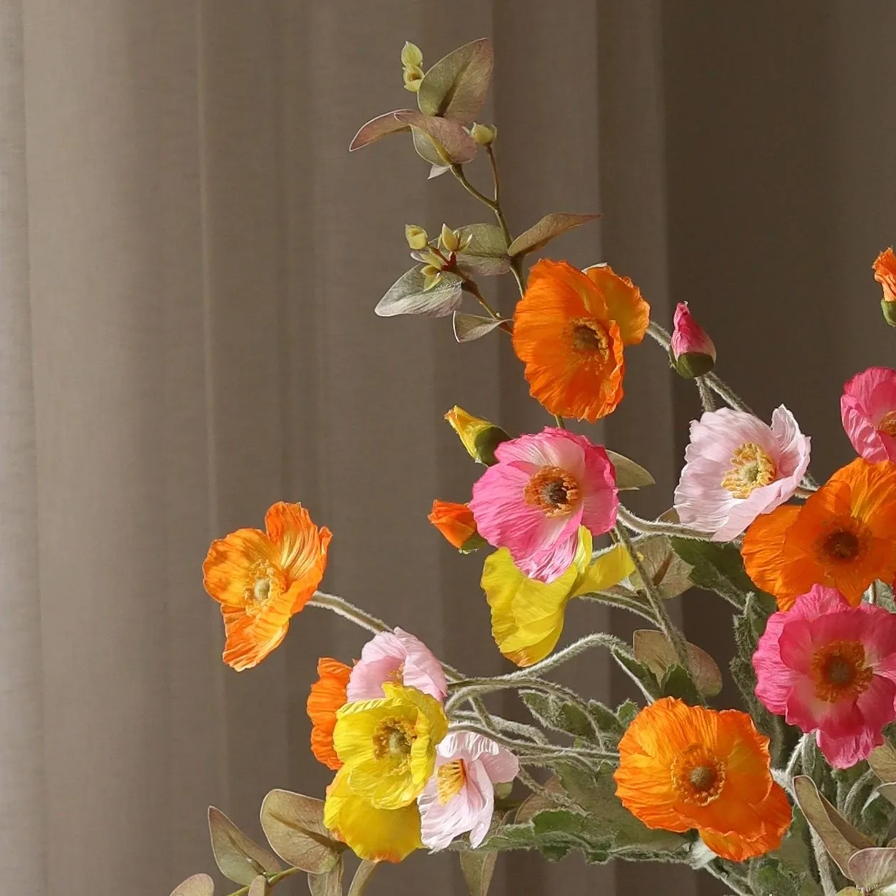 Poppy Spritz τεχνητό μπουκέτο, Παπαρούνα-ευκάλυπτος 10 τεμάχια Botané