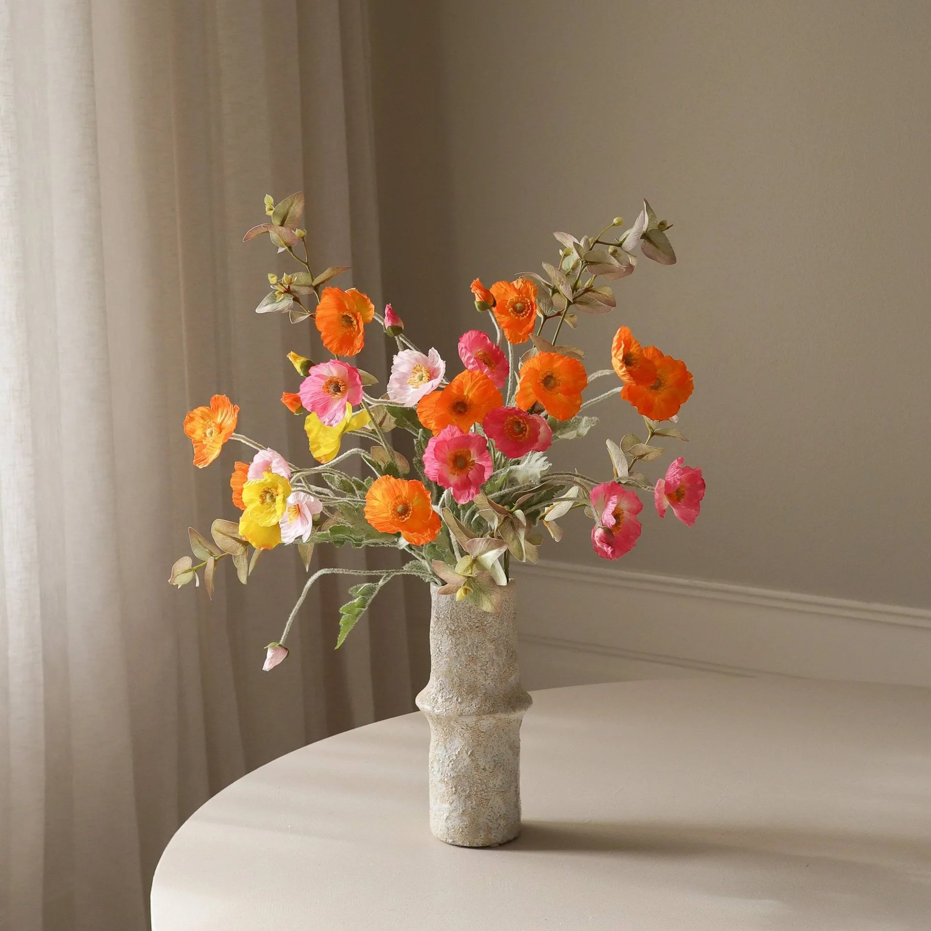 Poppy Spritz τεχνητό μπουκέτο, Παπαρούνα-ευκάλυπτος 10 τεμάχια Botané