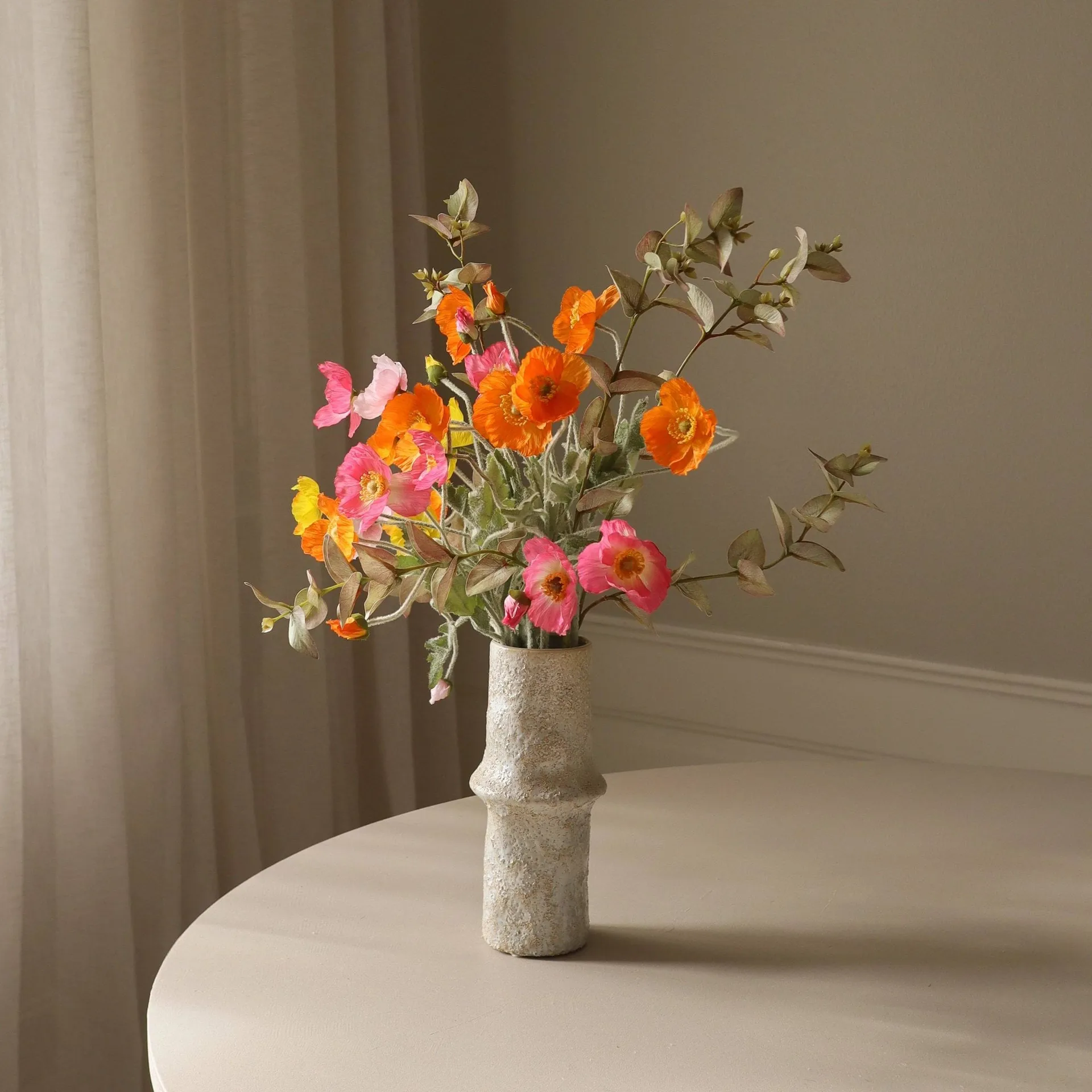 Poppy Spritz τεχνητό μπουκέτο, Παπαρούνα-ευκάλυπτος 10 τεμάχια Botané