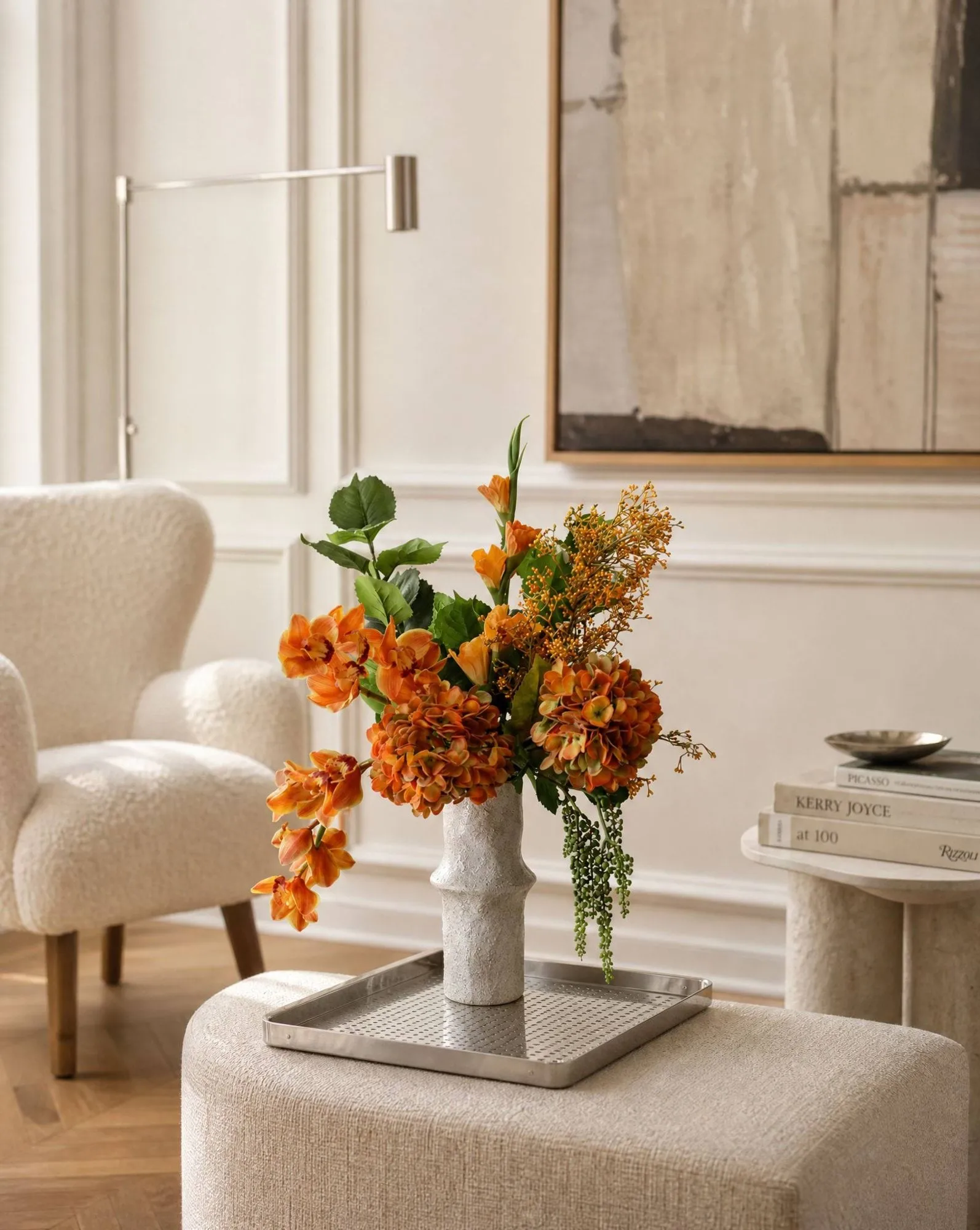 The Orangery τεχνητή ανθοδέσμη, Ορχιδέα Cymbidium-γλαδιόλα-ορτανσία, 85 εκ., 10 τεμ. Botané