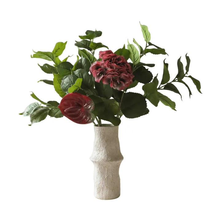Velvet rouge τεχνητό μπουκέτο - Hortensia-κόκκινο anthurium 6 τεμάχια - Botané