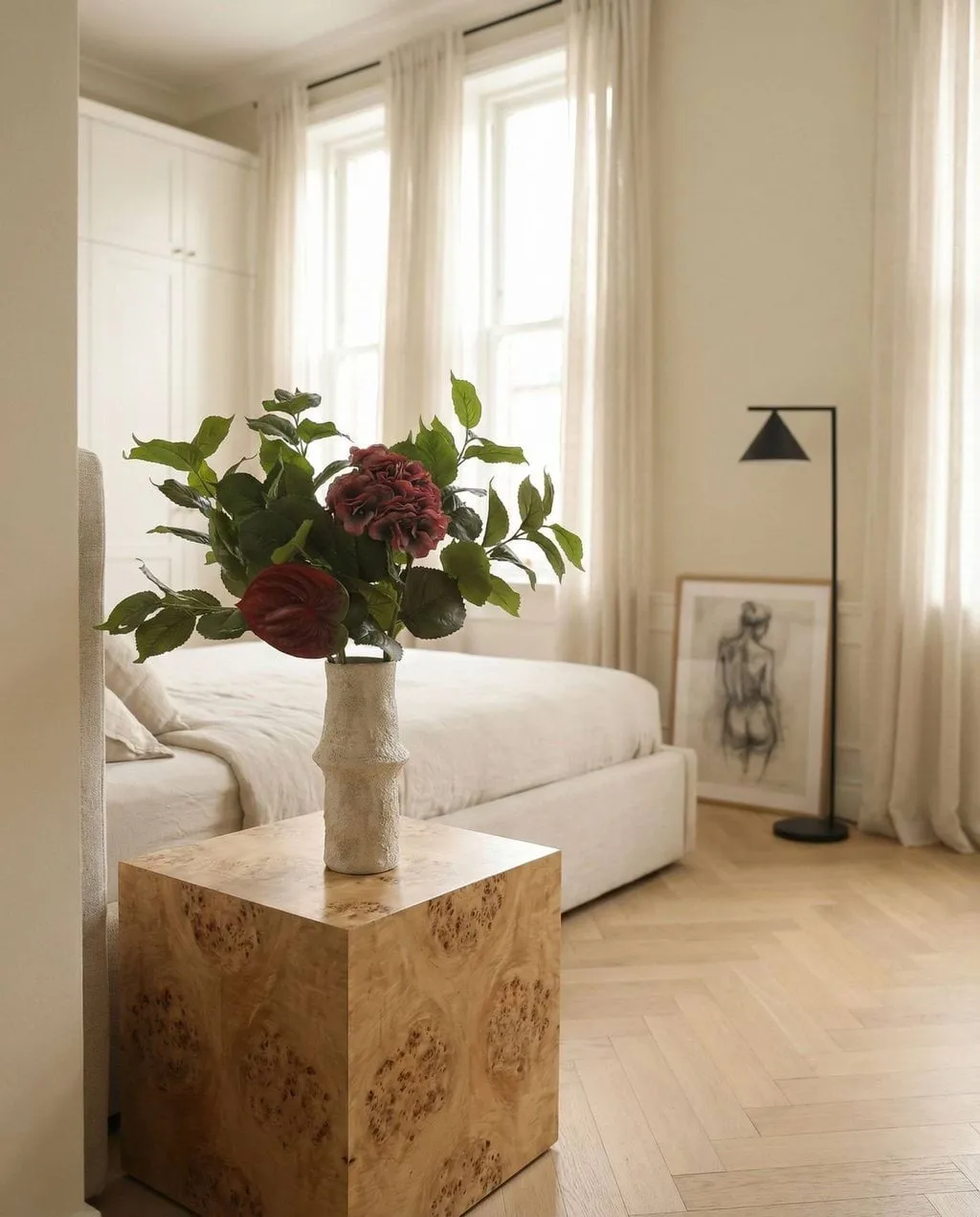 Velvet rouge τεχνητό μπουκέτο, Hortensia-κόκκινο anthurium 6 τεμάχια Botané
