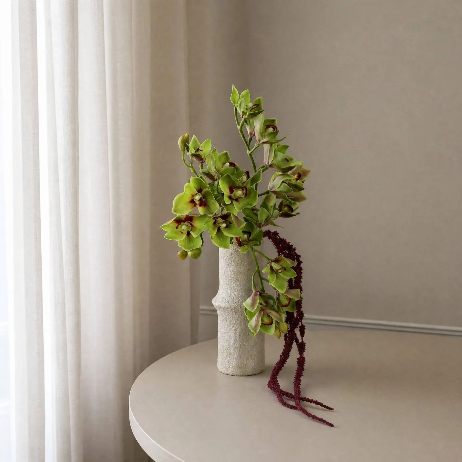 Velvet Vine τεχνητό μπουκέτο, Ορχιδέα-αμαράντι 6 τεμάχια Botané