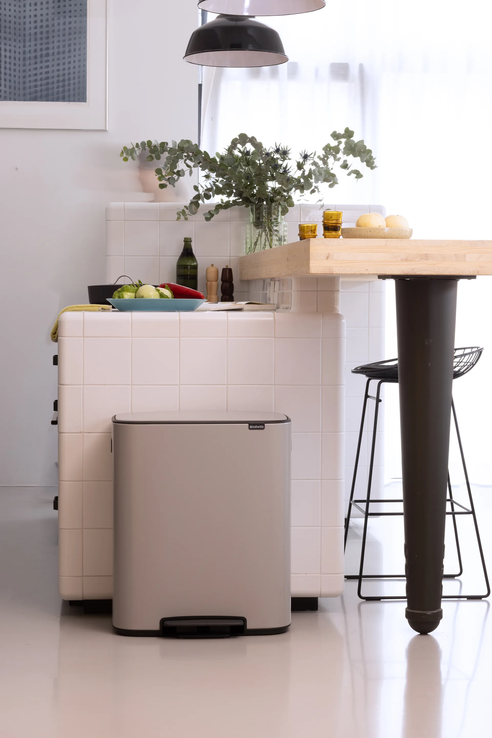 Bo κάδος με πεντάλ 2x30 L, Soft grey Brabantia