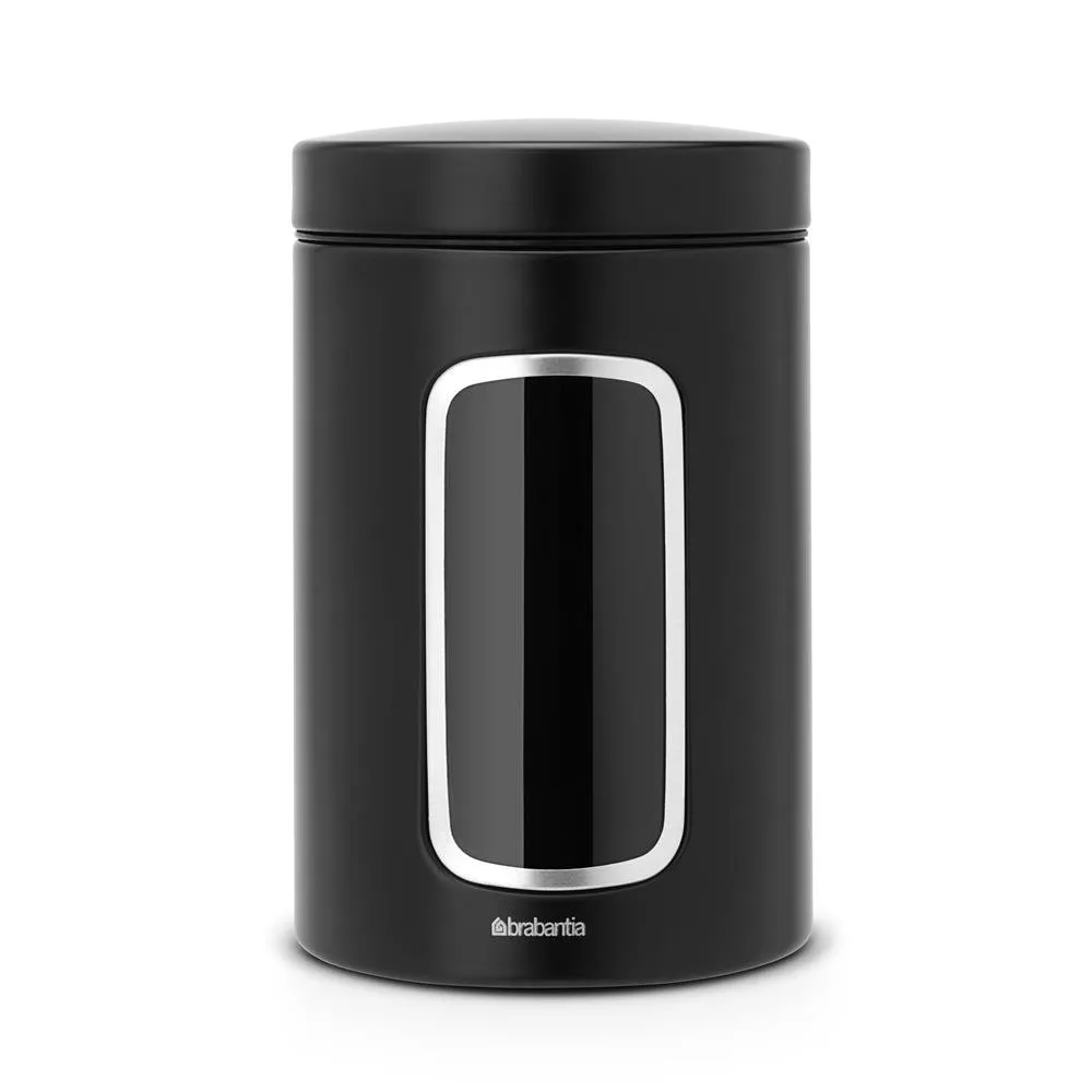 Brabantia βάζο αποθήκευσης με παράθυρο 1.4 liter, ματ μαύρο Brabantia
