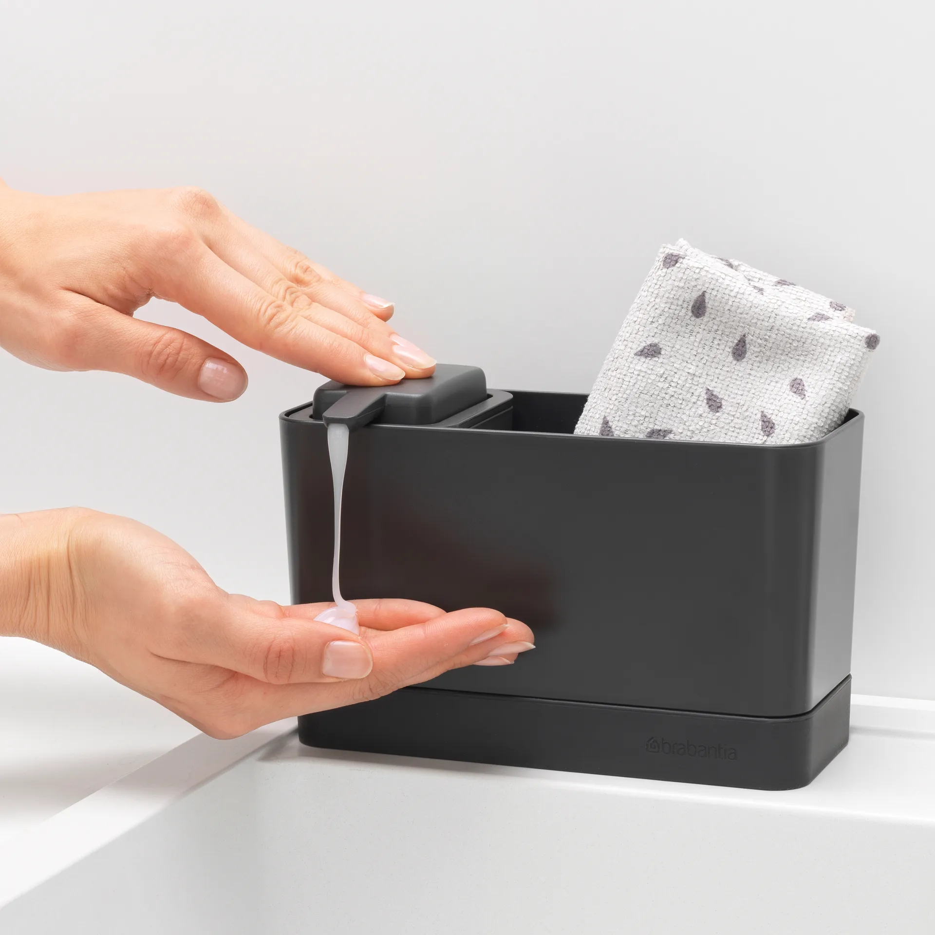Brabantia δοχείο οργάνωσης νεροχύτη και διανεμητής σαπουνιού, σκούρο γκρι Brabantia