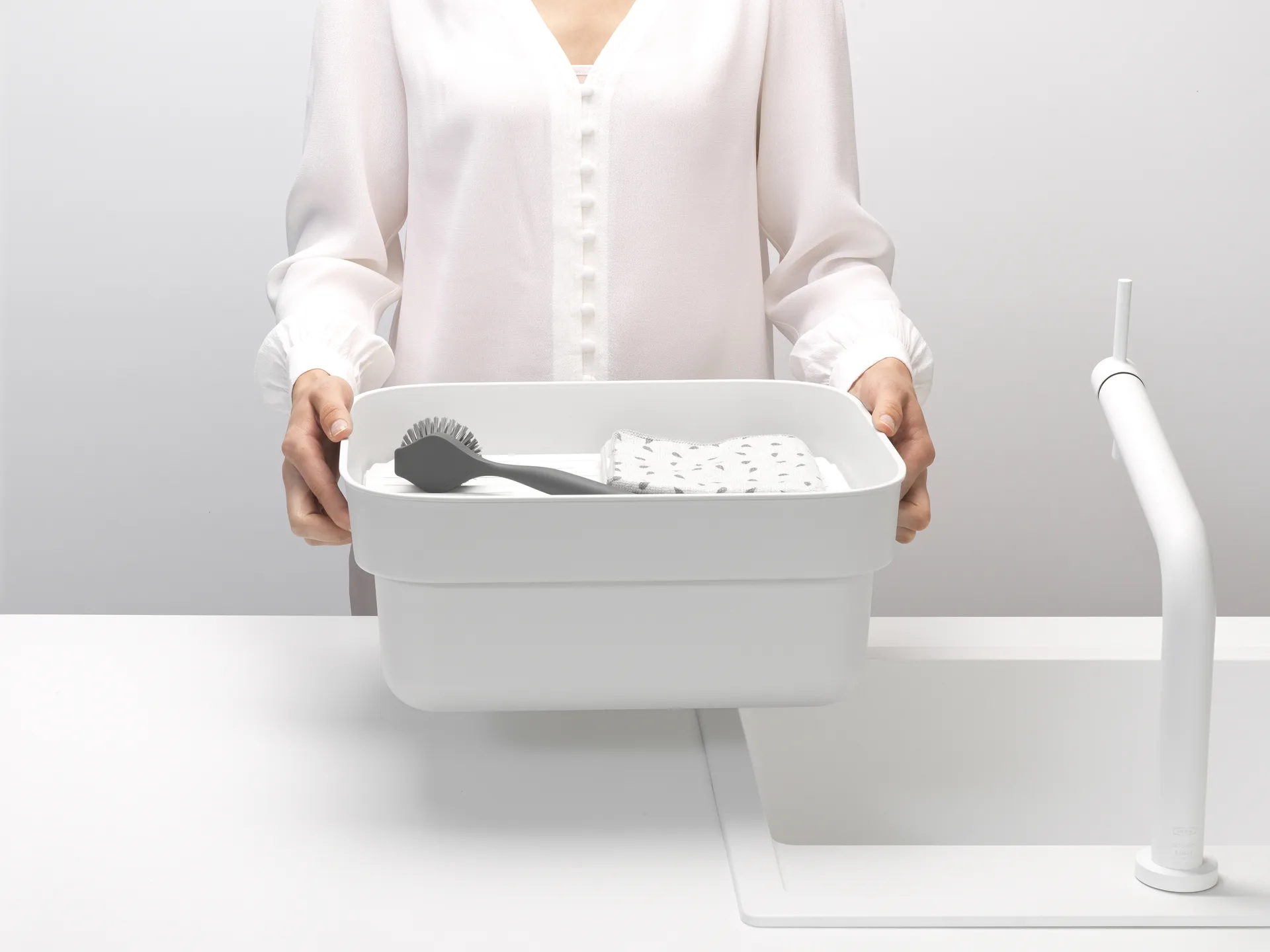 Sinkside δοχείο πιάτων με δίσκο για στέγνωμα 34x37 cm, Ανοιχτό γκρι Brabantia