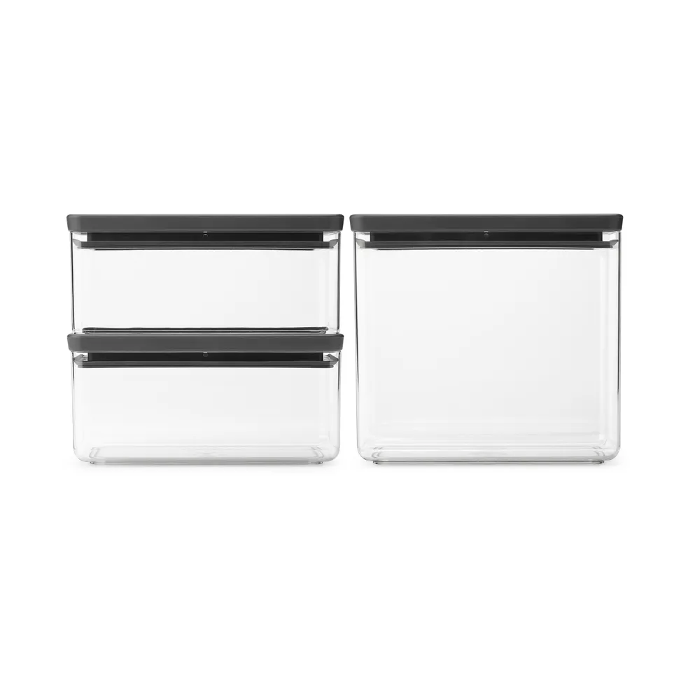 TASTY+ δοχείο στοίβαγμα 3 τεμάχια 2x1,5 L+3,5 L, Σκούρο γκρι Brabantia