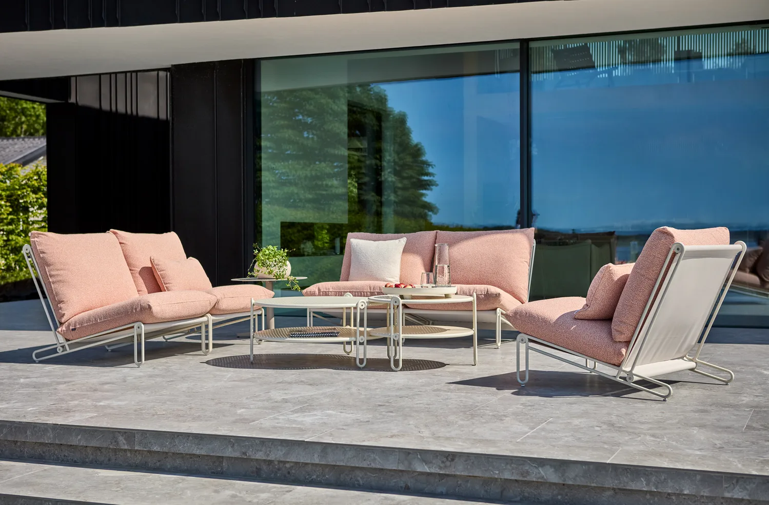 Blixt πολυθρόνα lounge, Pearl white-teddy orange Brafab