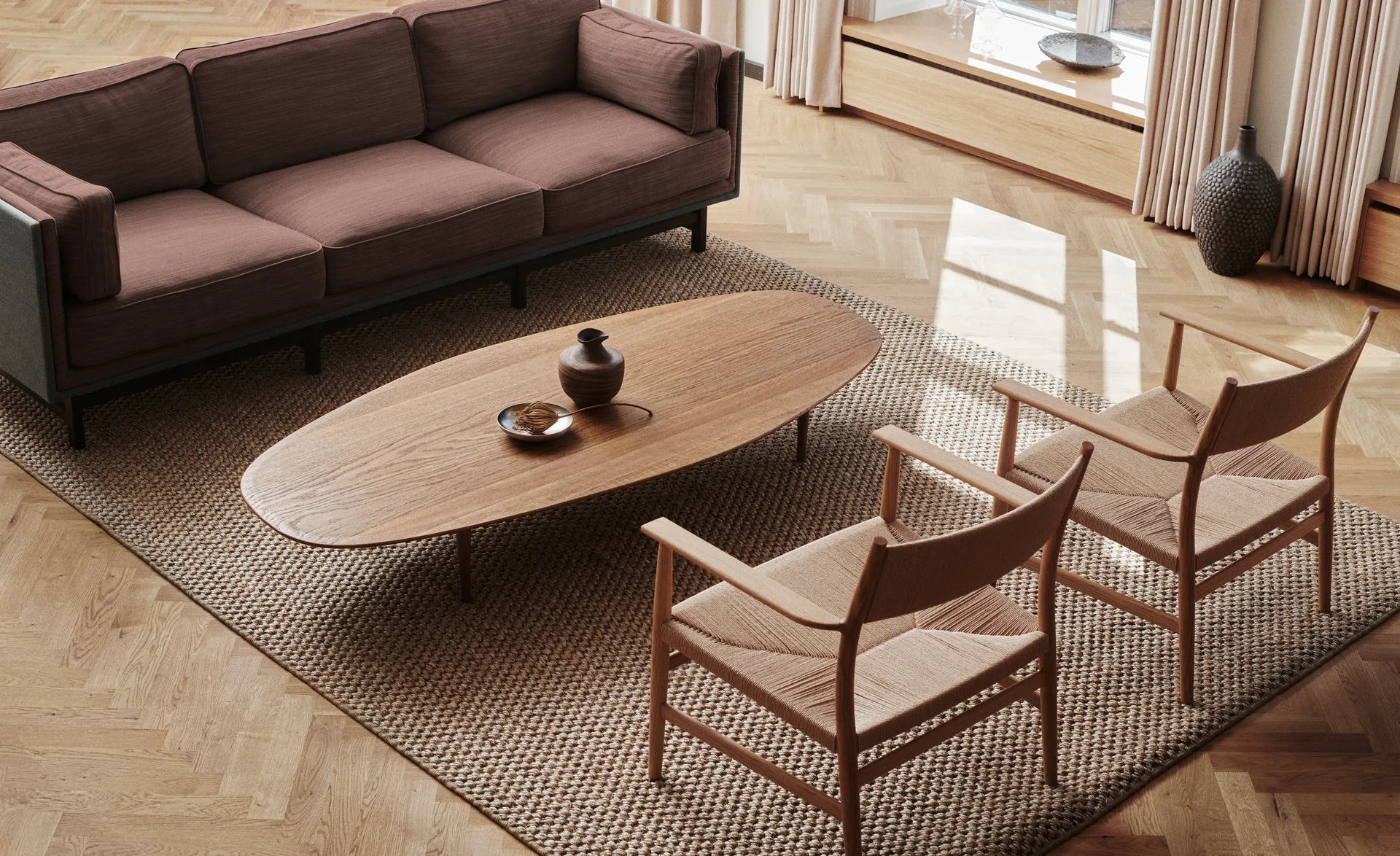 Jari Τραπεζάκι του καφέ, 80x180 εκ., Καπνιστή λαδωμένη δρυς Brdr. Krüger