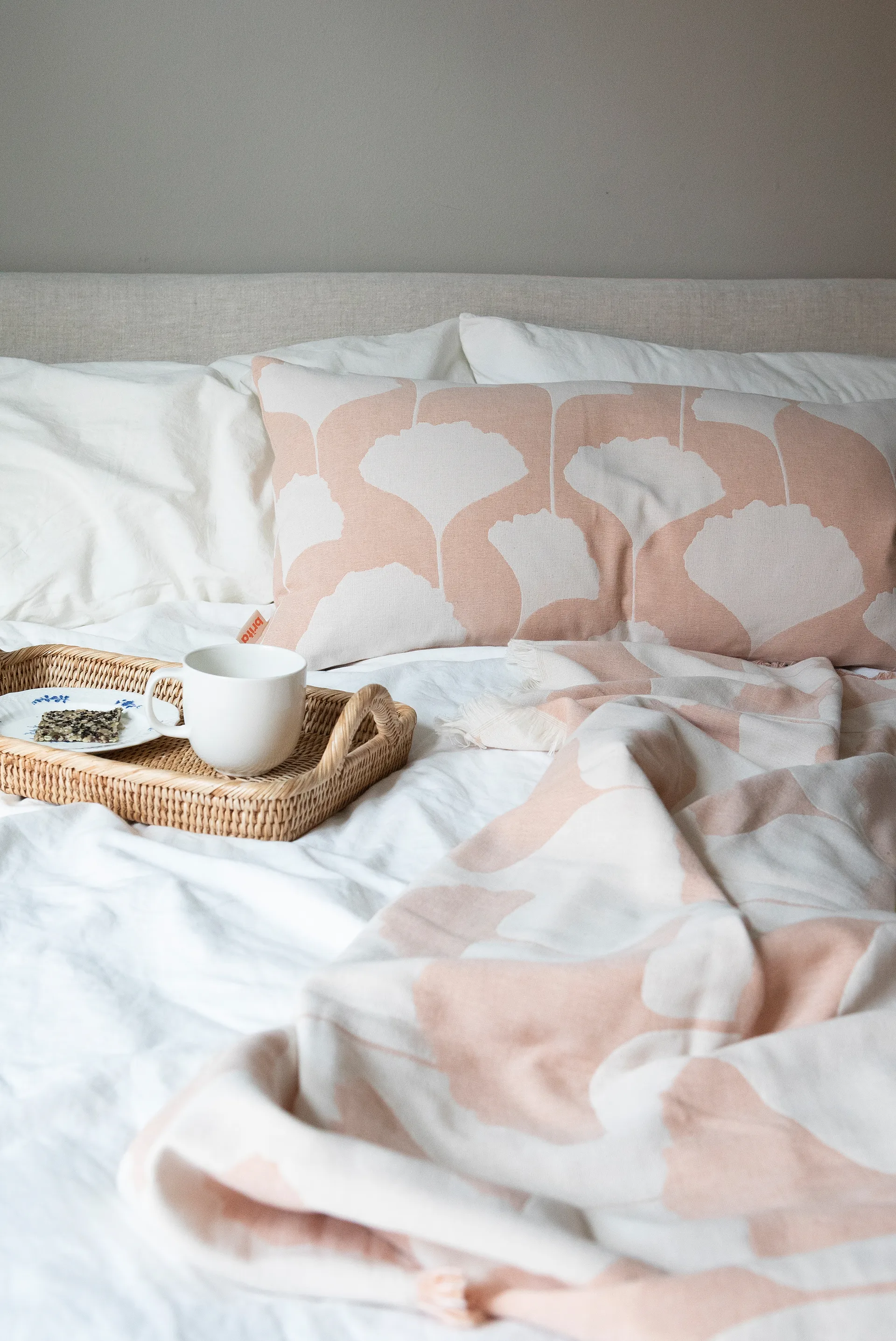 Ginko βαμβακερό ριχτάρι 130x170 cm, Ροζ-λευκό (Αχάτης) Brita Sweden