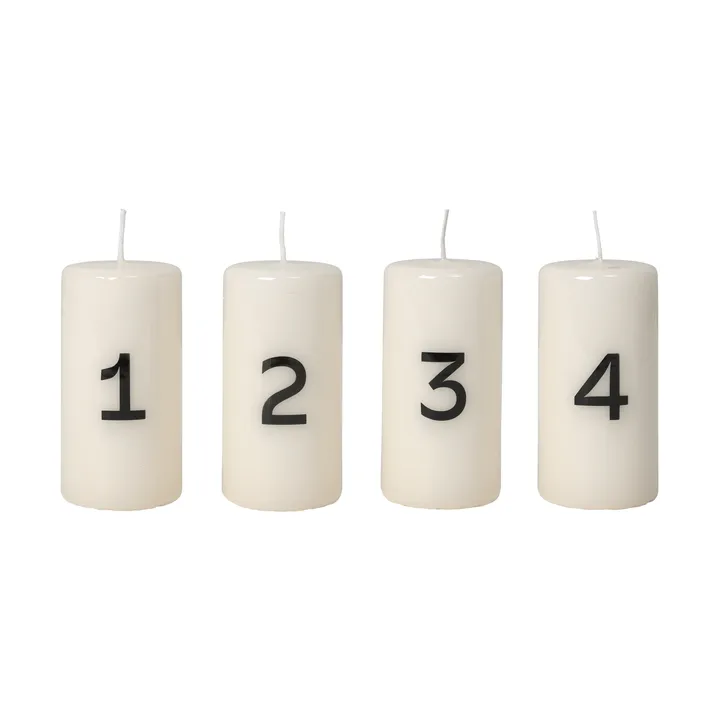 Κερί Advent Broste - White-Black, 4 τεμάχια - Broste Copenhagen
