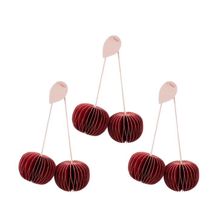 Cherry hanging decorations 3 τεμάχια - Κόκκινο Πομπηίας - Broste Copenhagen