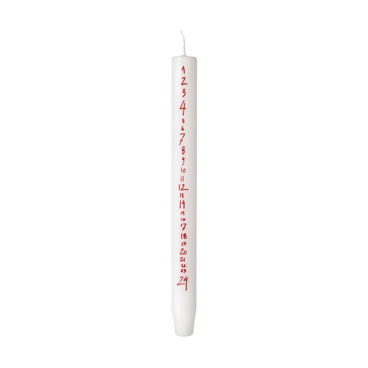 Handwritten κερί-ημερολόγιο - Pure White-Red - Broste Copenhagen