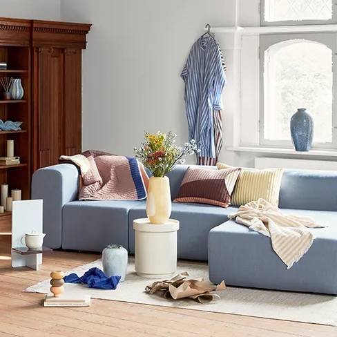 Αριστερός γωνιακός καναπές σύνθετου καναπέ, Lagoon, Γαλάζιο Broste Copenhagen