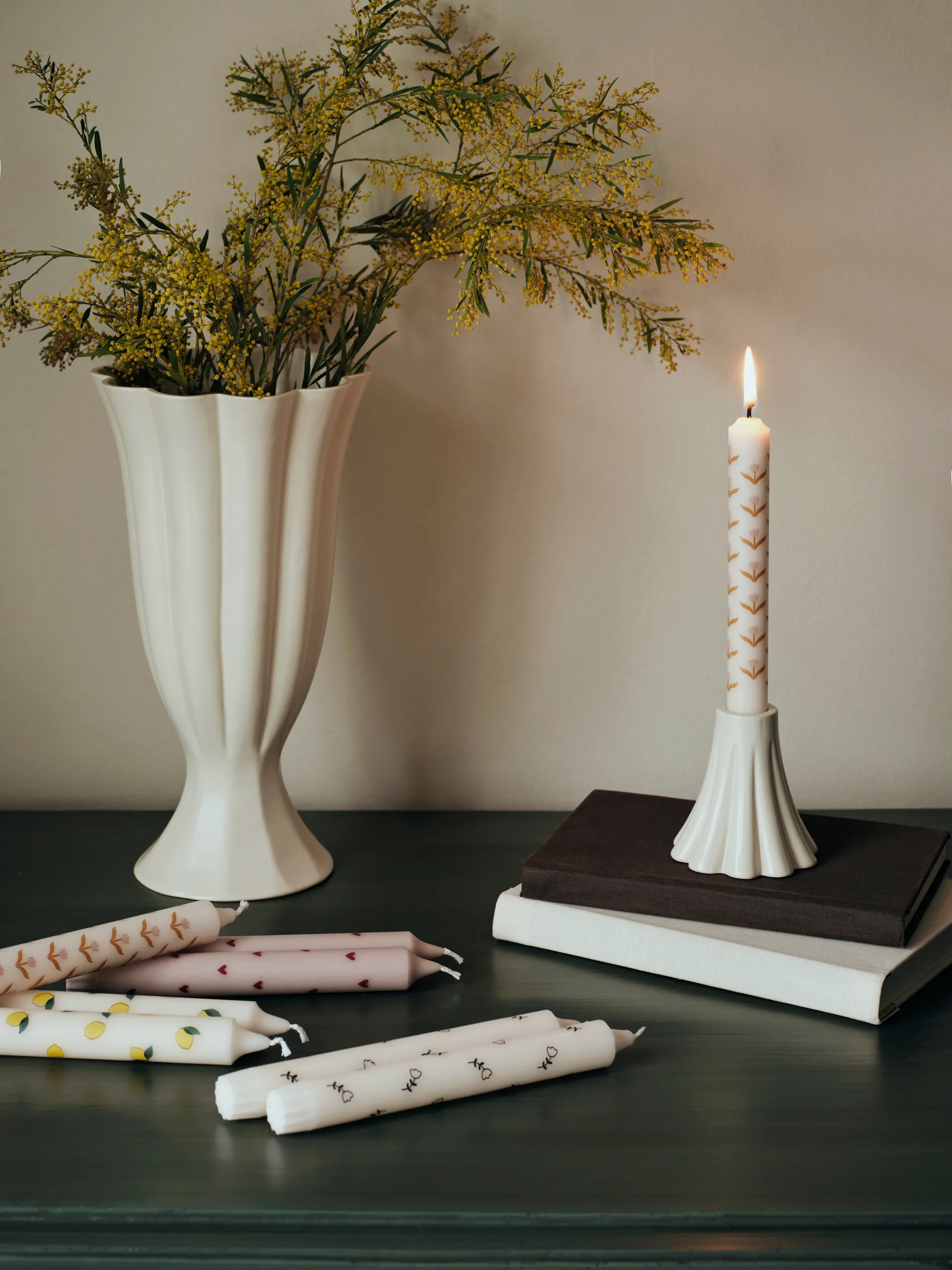 Lemon κηροπήγιο 2-pack, White-yellow Broste Copenhagen