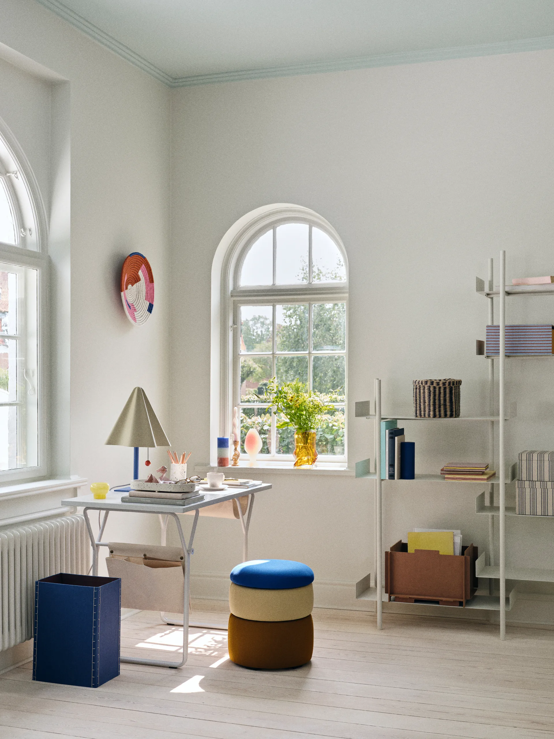 Pond μαξιλάρι δαπέδου 42 cm, Μπλε-άμμος-οχρα Broste Copenhagen