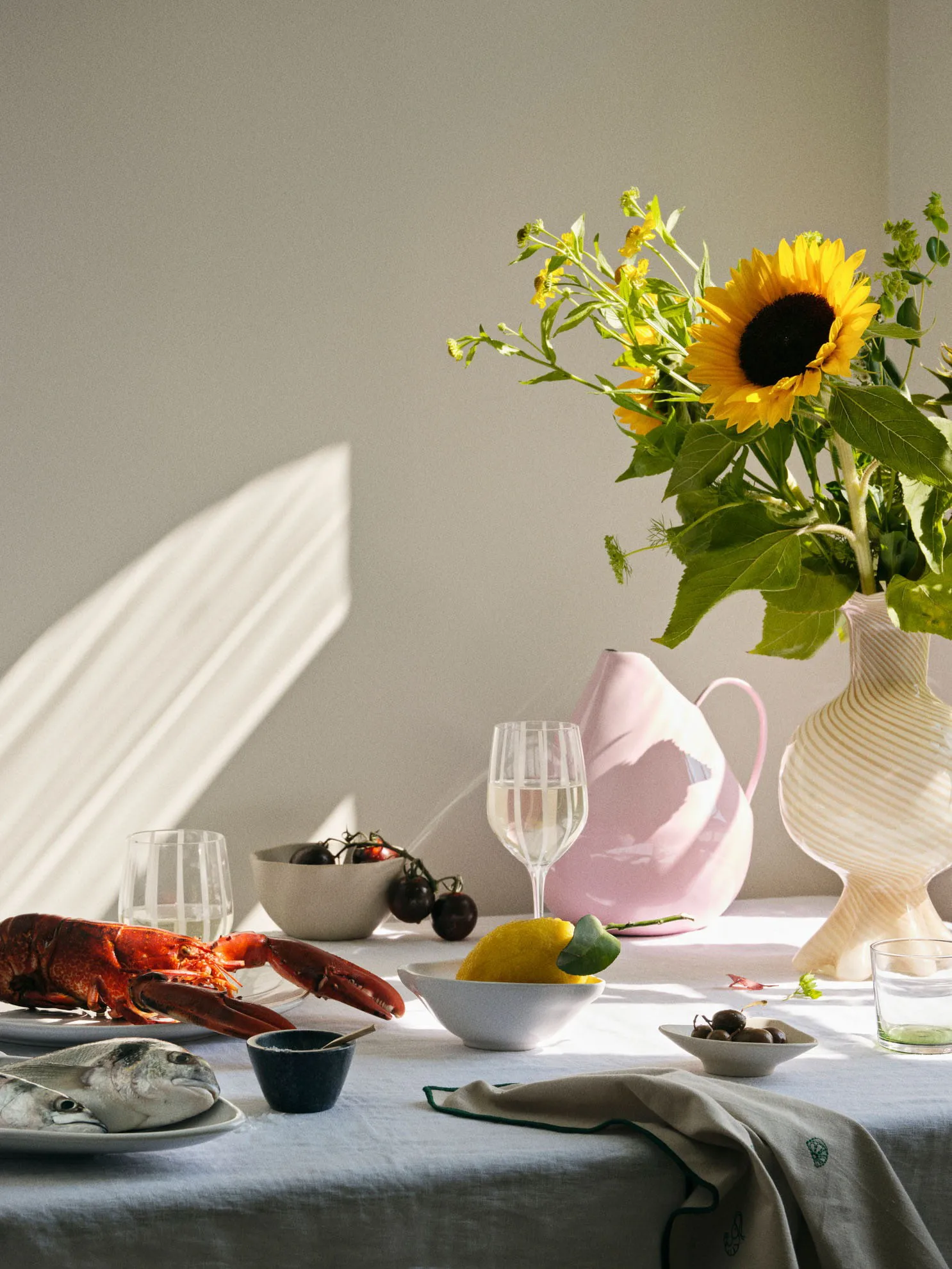 Stripe ποτήρι για λευκό κρασί 35 cl, Clear-white stripes Broste Copenhagen