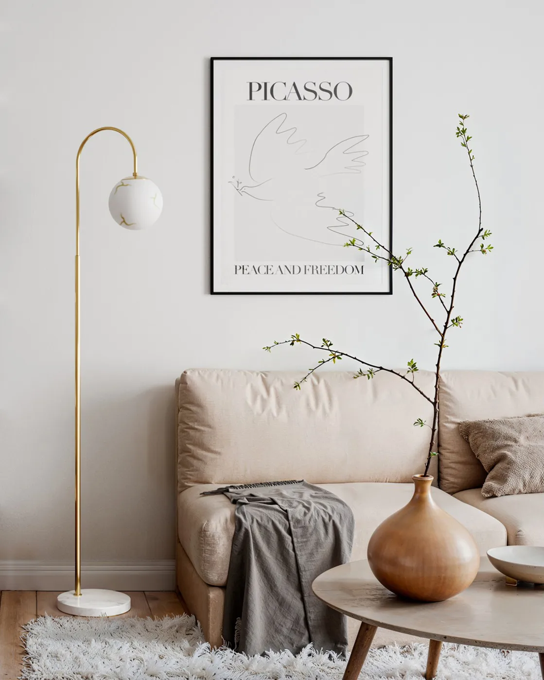 Bellagio φωτιστικό δαπέδου 163 cm, Ορείχαλκος-λευκό By Rydéns