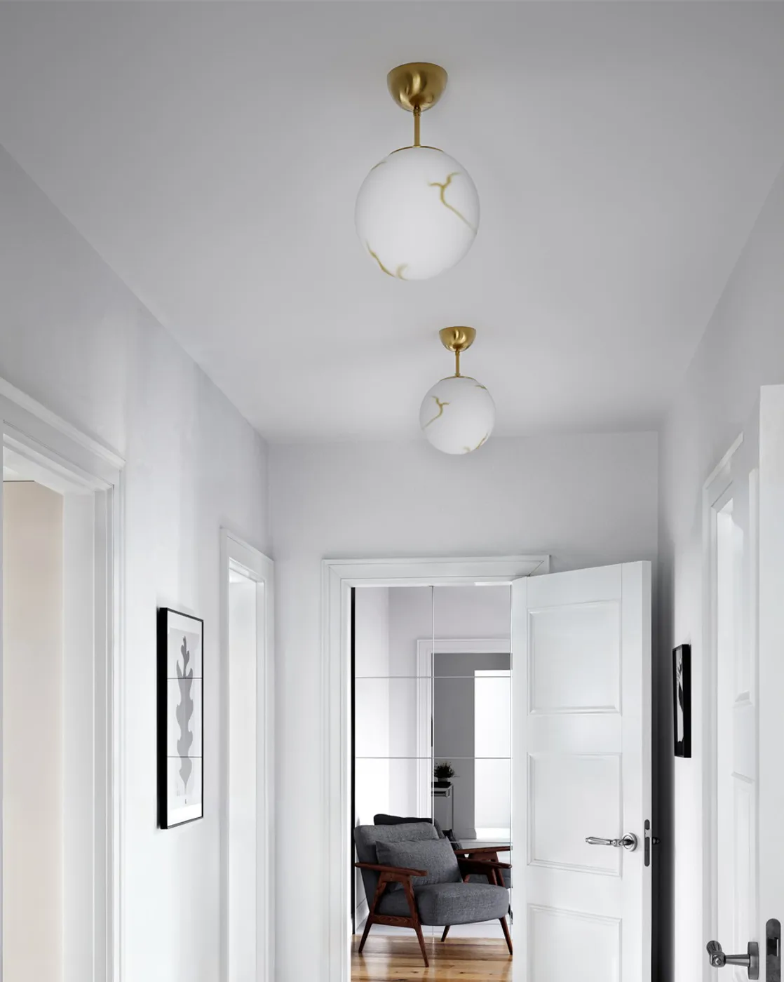 Bellagio κρεμαστό φωτιστικό Ø25 cm, Ορείχαλκος-λευκό By Rydéns