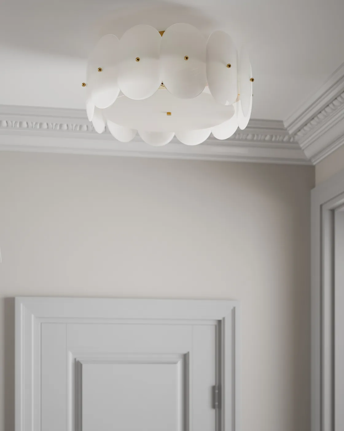 Omlott πλαφονιέρα Ø53 cm, Ορείχαλκος-λευκό By Rydéns