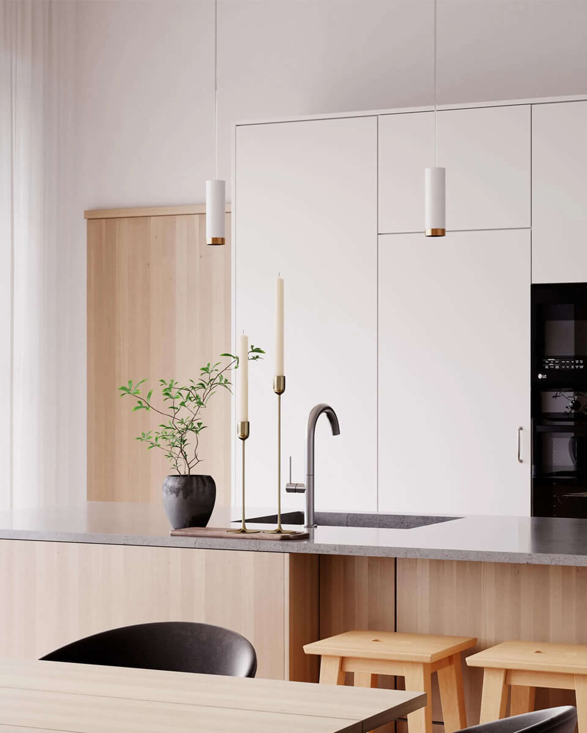 Κρεμαστό φωτιστικό ρολόι Puls 21 εκατοστών, Ματ λευκό By Rydéns