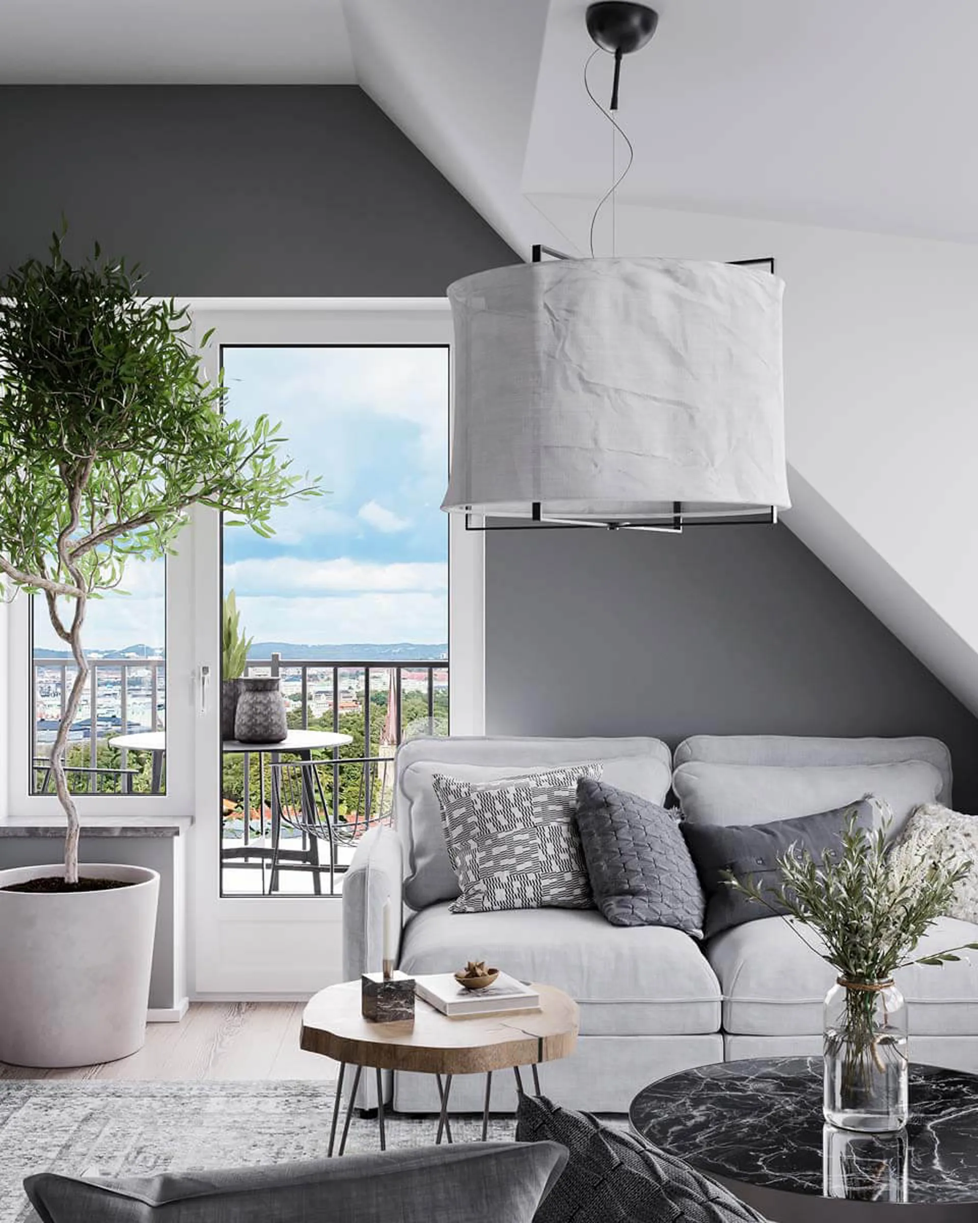 Κρεμαστό φωτιστικό, Softy, Ø60 εκ, Ματ λευκό-ματ μαύρο By Rydéns