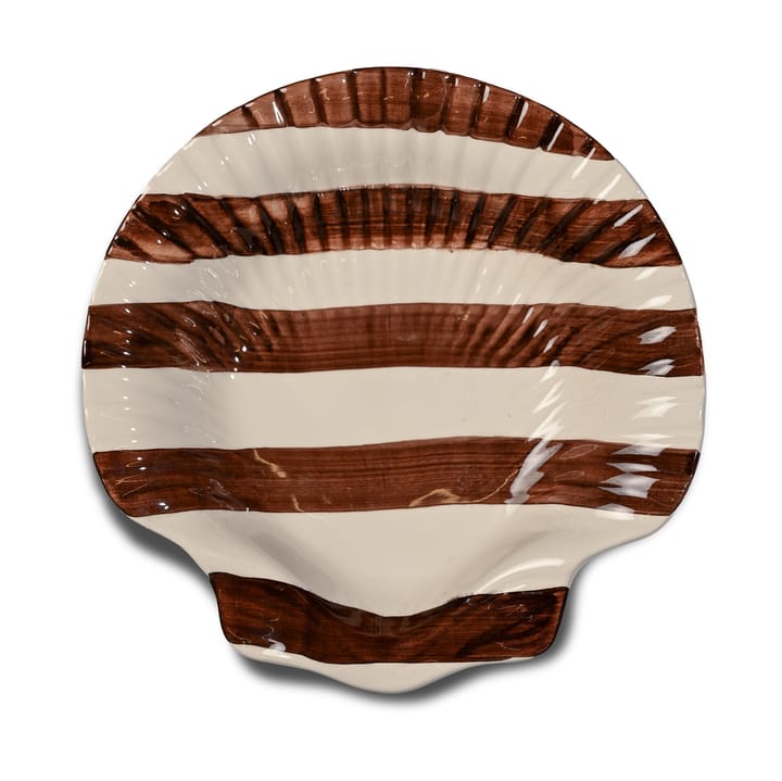 Armona stripe πιάτο 23,5x23,5 εκ. - Σκούρο καφέ-λευκό - Byon