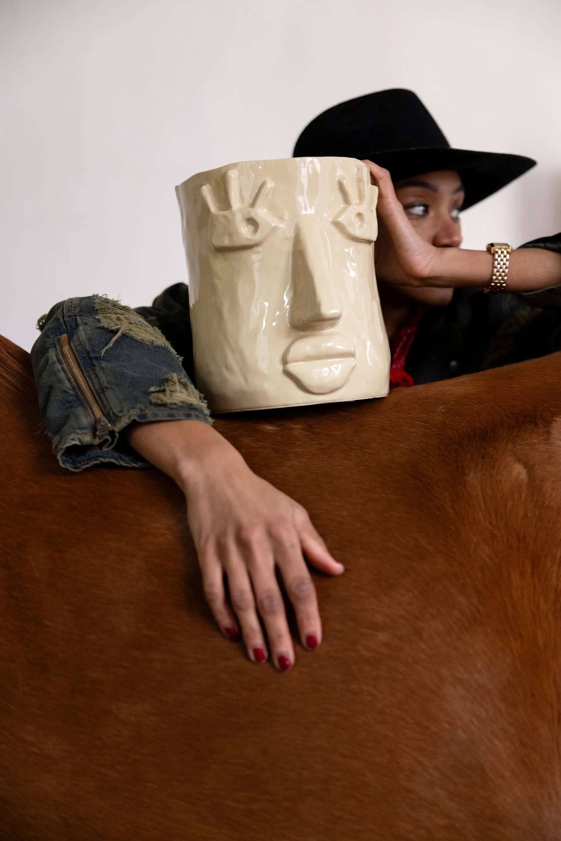 Facy γλάστρα L 24x19x22 εκ., Μπεζ Byon