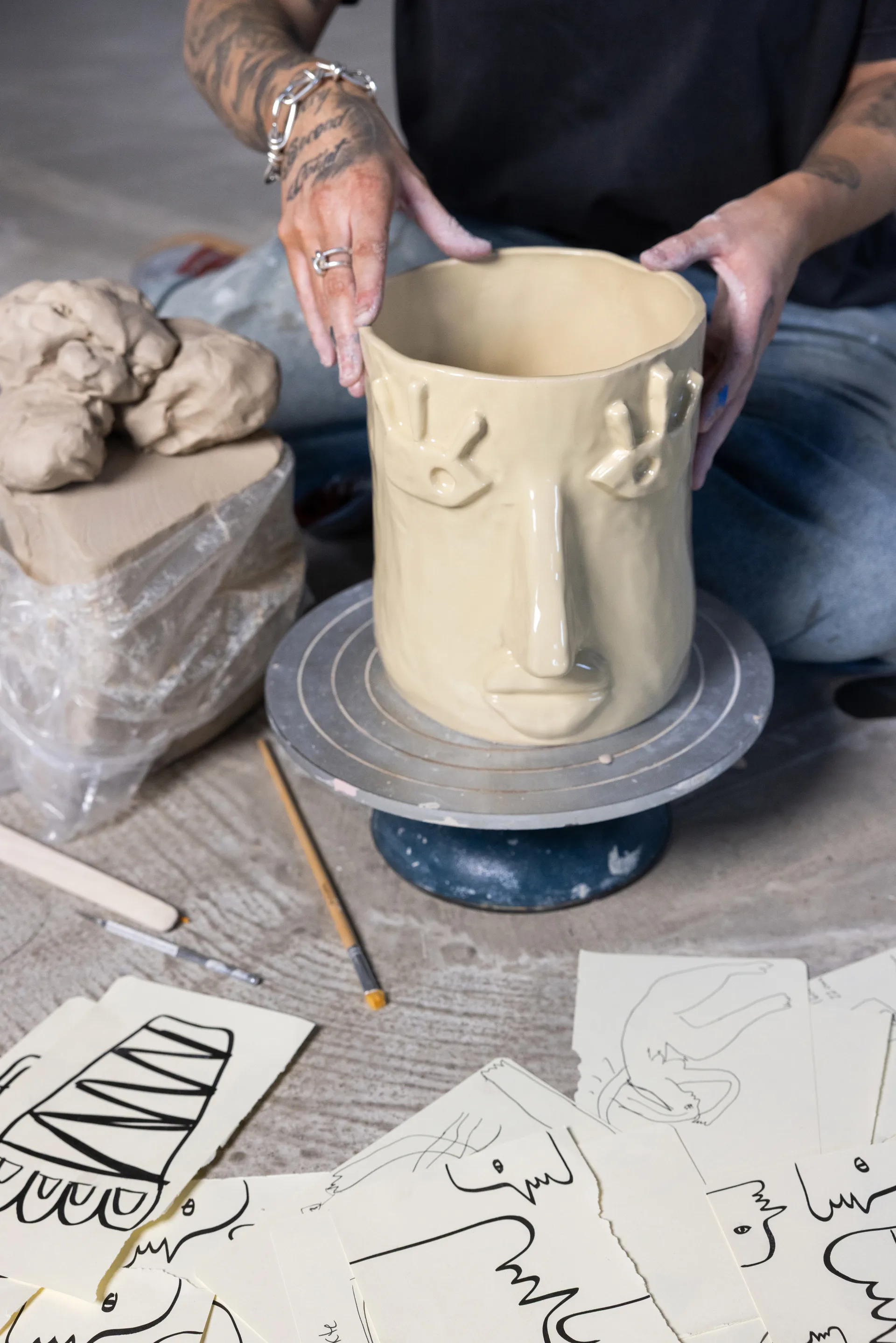 Facy γλάστρα L 24x19x22 εκ., Μπεζ Byon