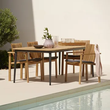 Core τραπέζι φαγητού από τικ 274x90x74 εκ. - Λάβα γκρι στατίβ - Cane-line