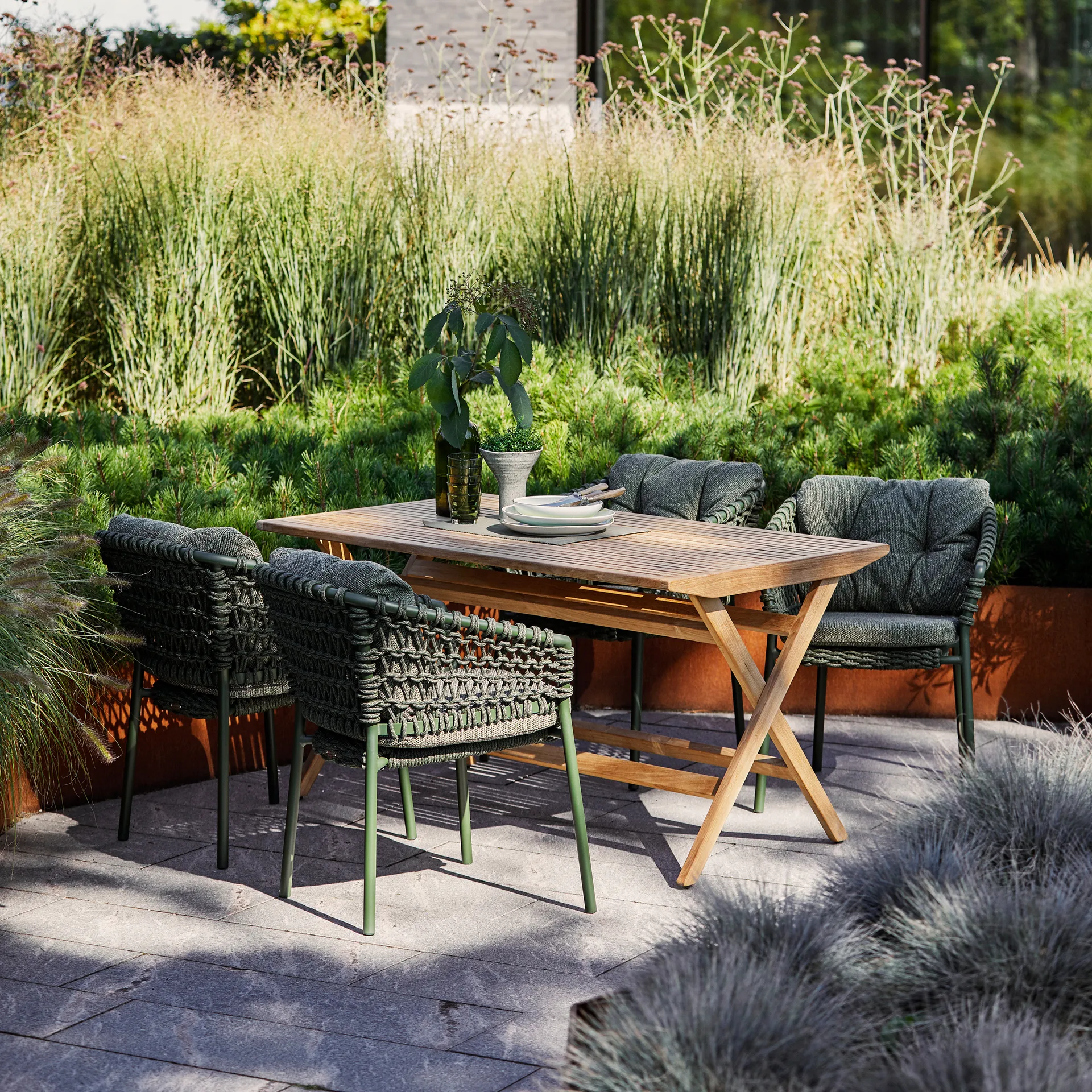 Σετ μαξιλαριών καρέκλας Ocean/Basket/Moments, Υφασμένο σκούρο πράσινο Cane-line