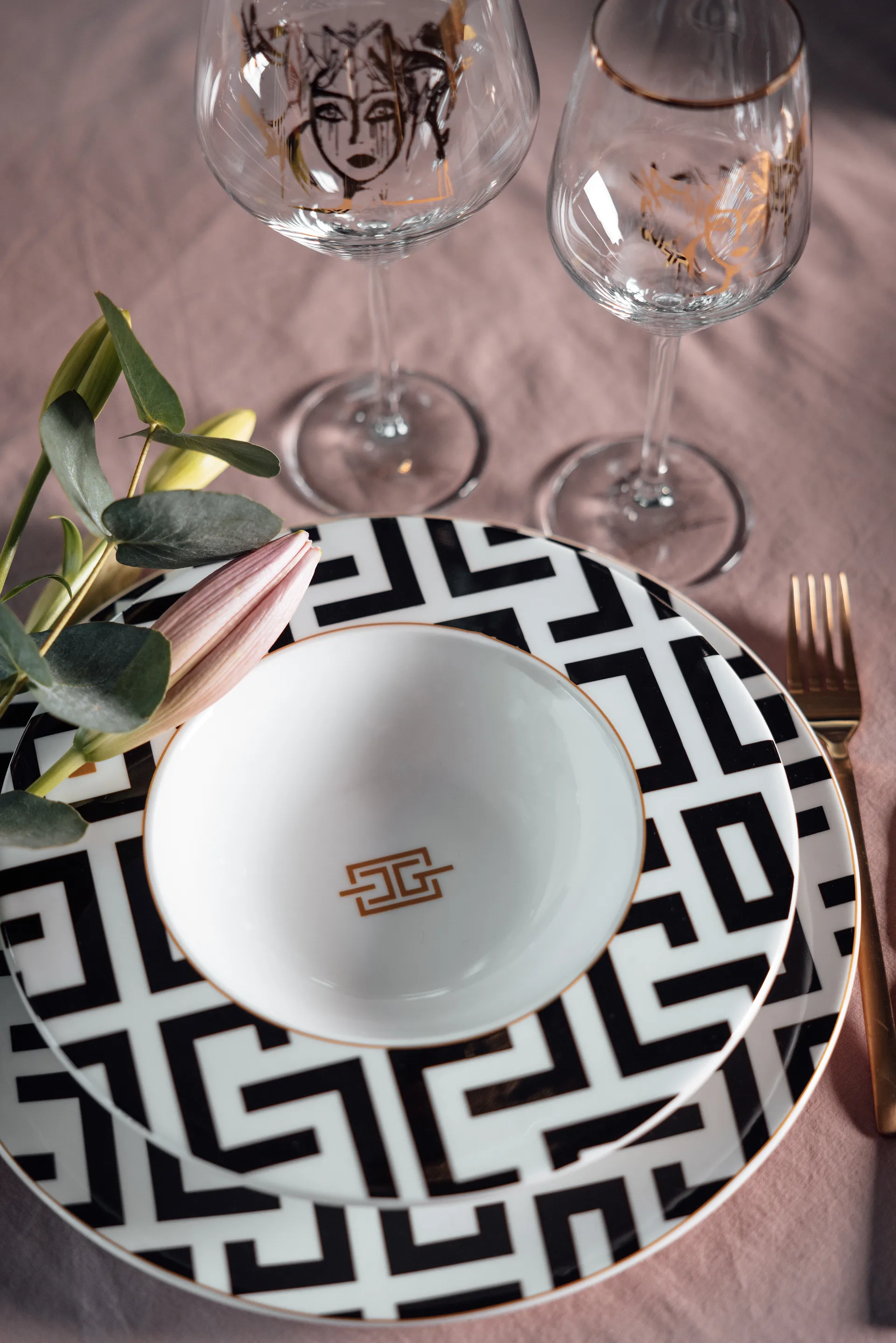 DECO πιάτο Ø29 cm, Λευκό-μαύρο Carolina Gynning