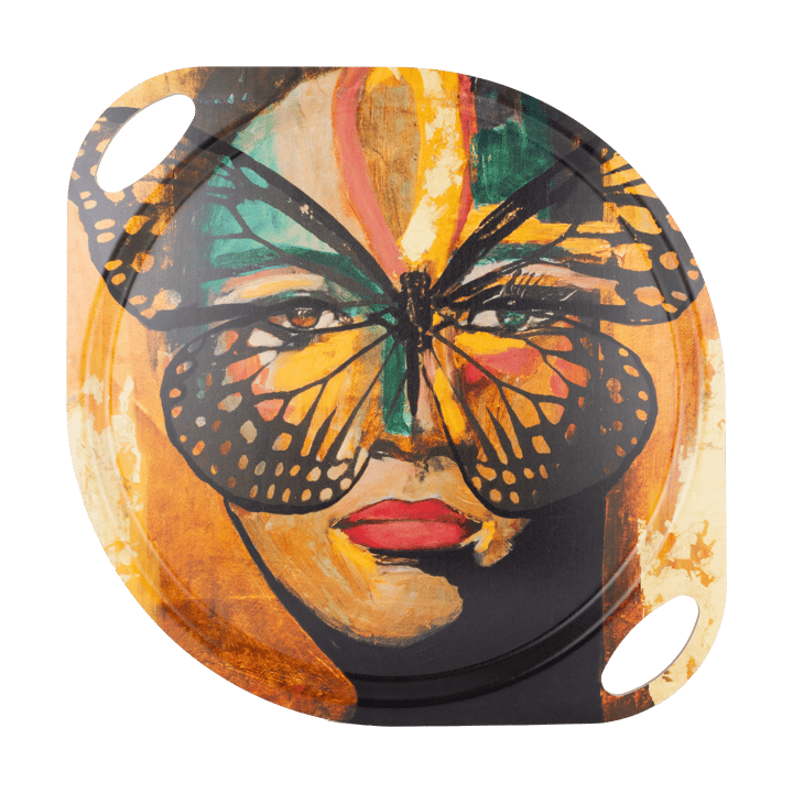Golden Butterfly δίσκος με χερούλια 38x47 εκ. - Orange-black - Carolina Gynning