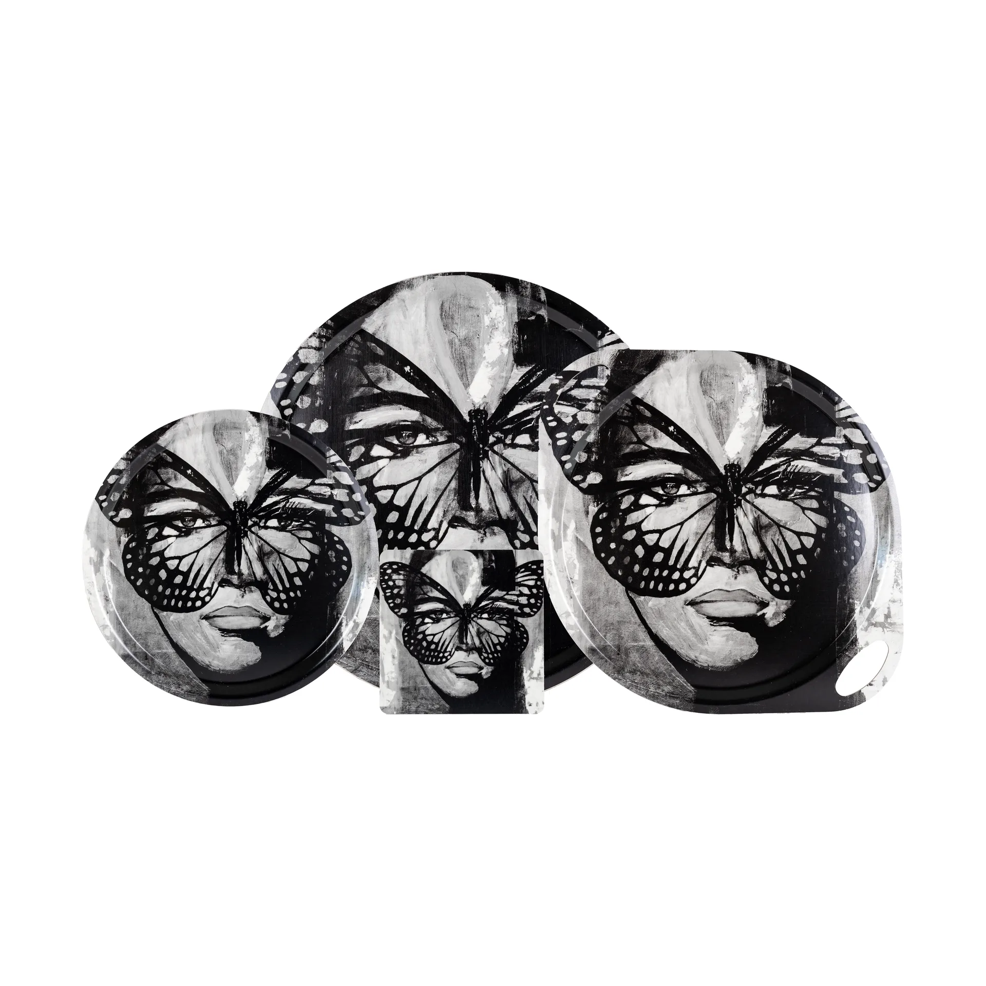 Golden Butterfly δίσκος Ø46 εκ., Black-white Carolina Gynning