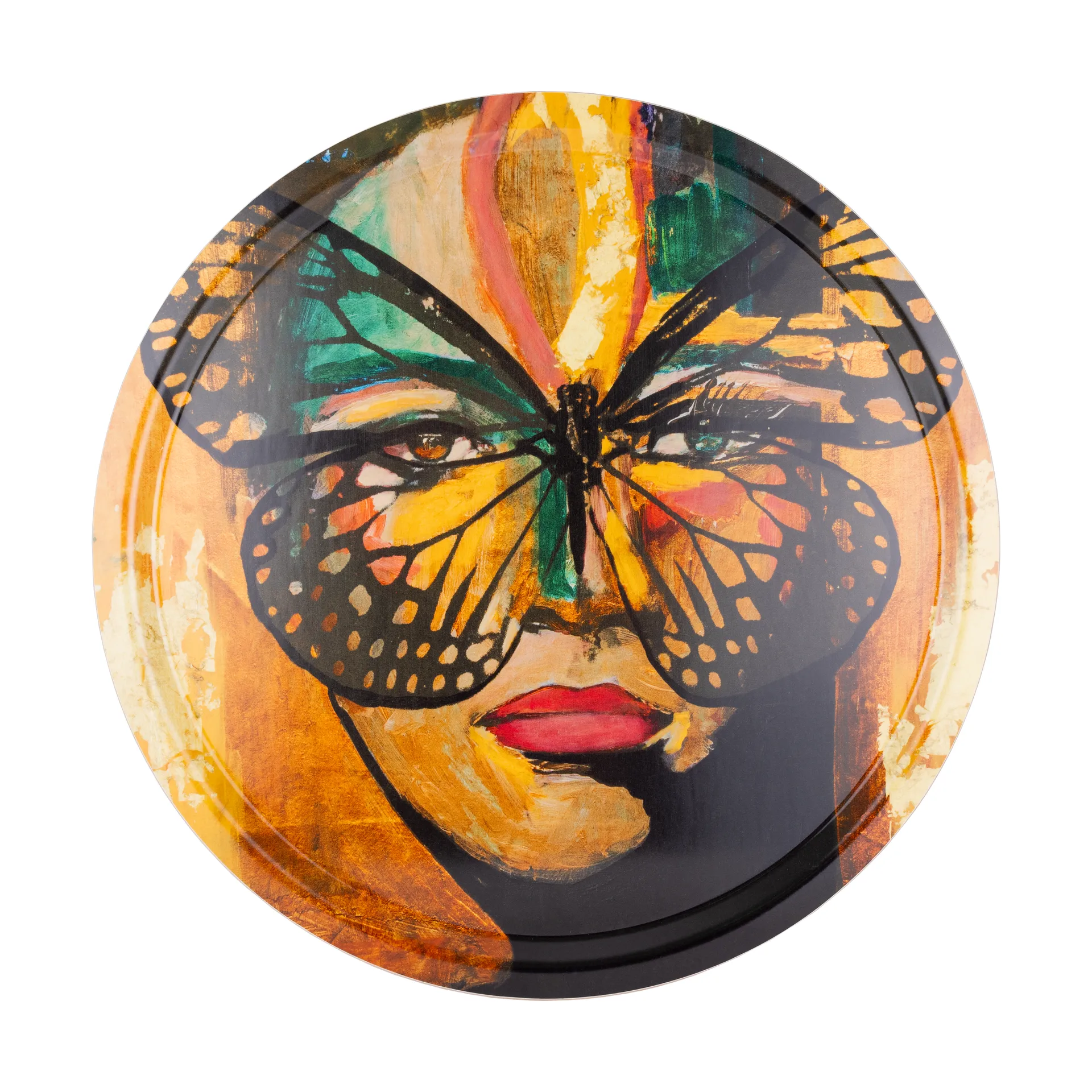 Golden Butterfly δίσκος Ø46 εκ., Orange-black Carolina Gynning