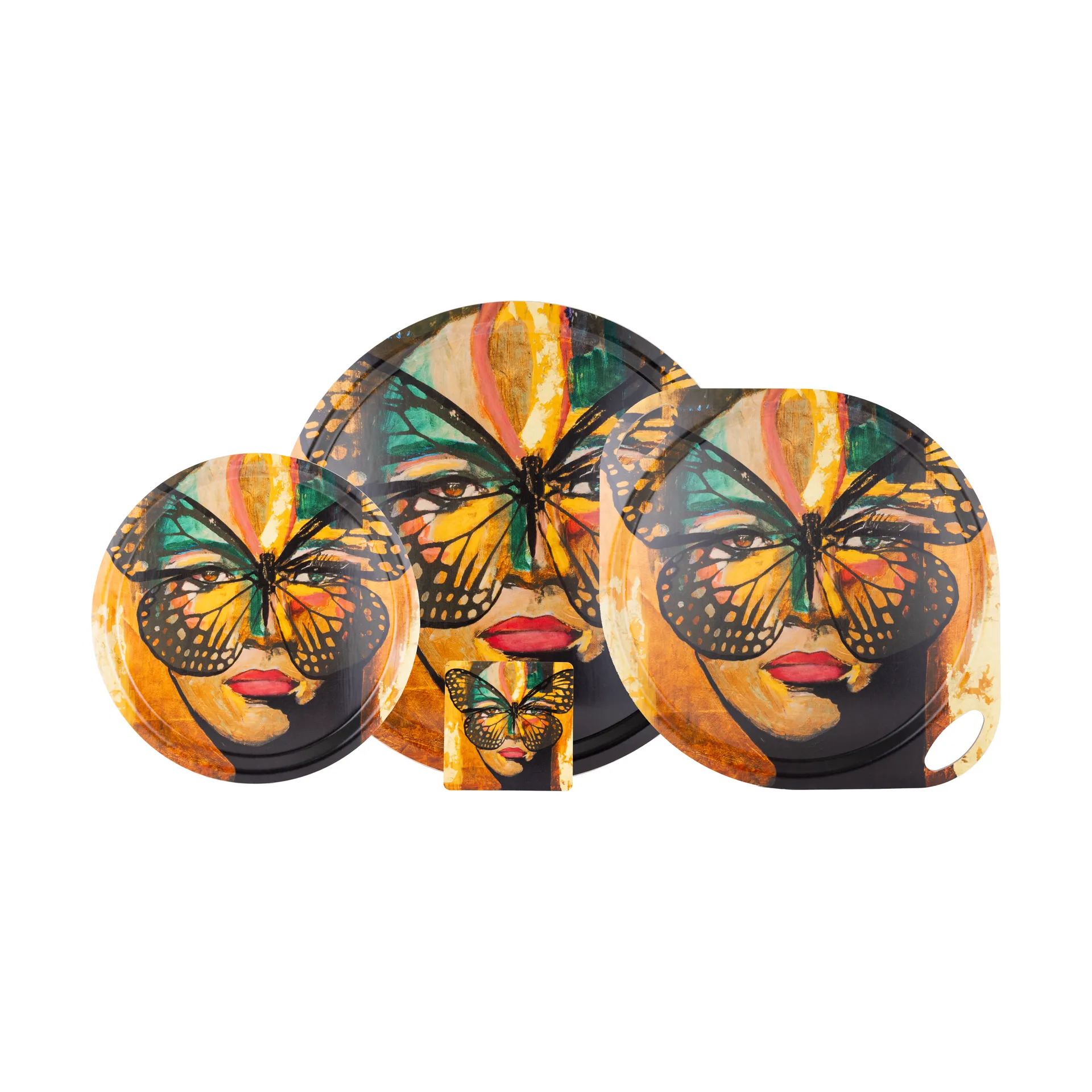 Golden Butterfly δίσκος Ø46 εκ., Orange-black Carolina Gynning