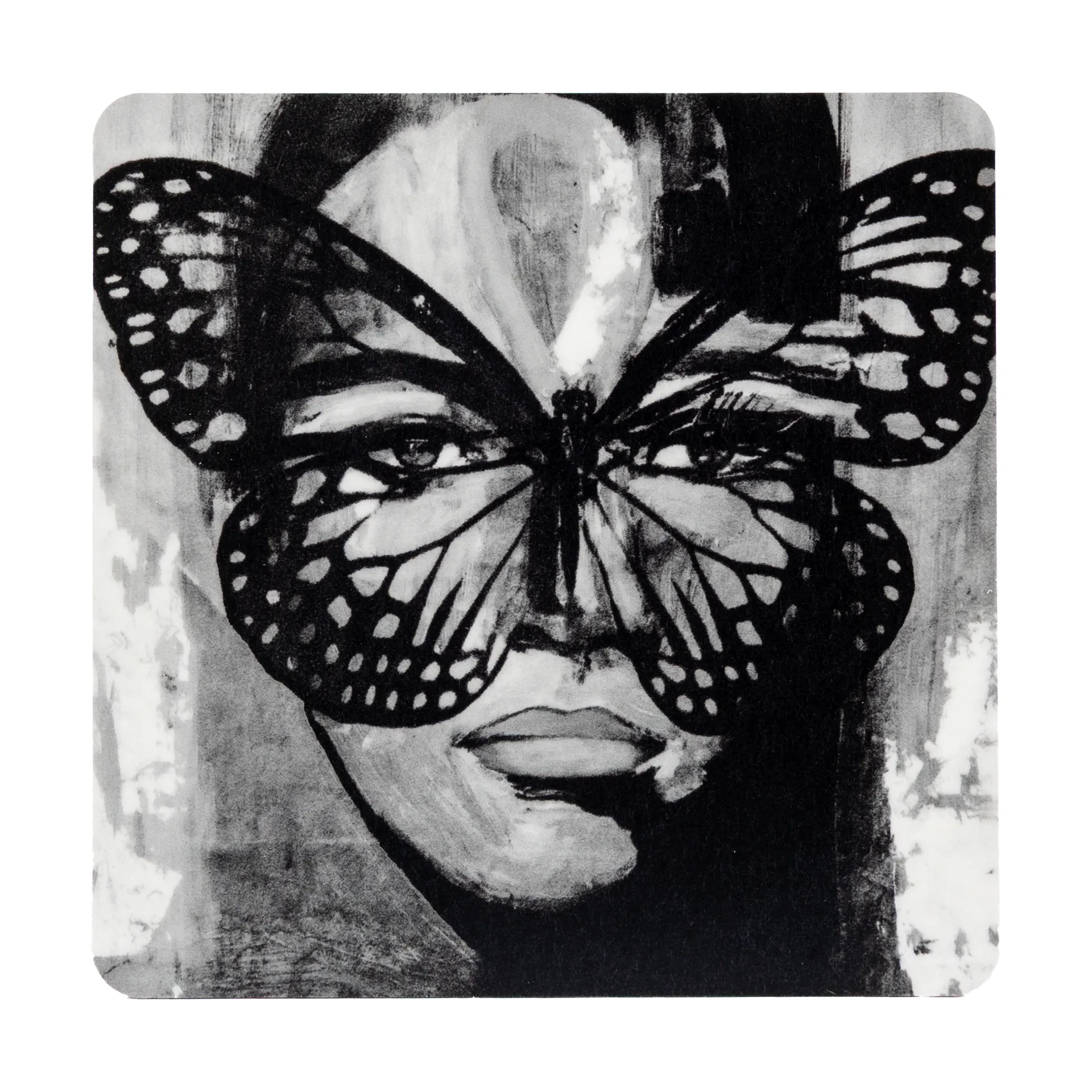 Golden Butterfly σουβέρ 9x9 εκ., Black-white Carolina Gynning