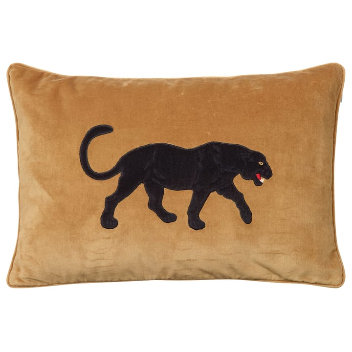 Κάλυμμα μαξιλαριού με κέντημα Black Panther 40x60 cm - Κίτρινο μασάλα - Chhatwal & Jonsson