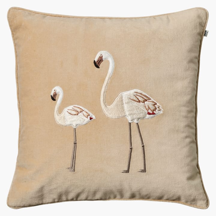 Κάλυμμα μαξιλαριού με κέντημα Flamingo 50x50 cm - Μπεζ - Chhatwal & Jonsson