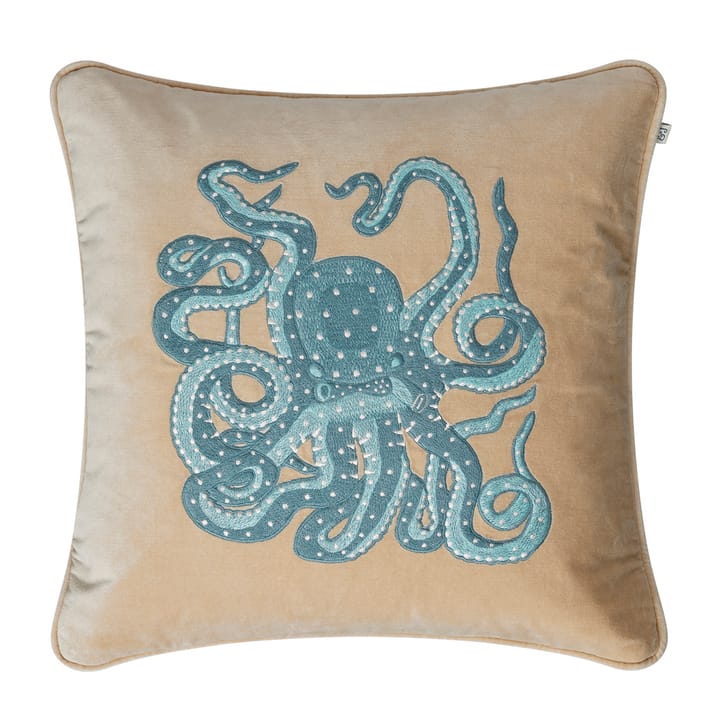 Κεντημένο κάλυμμα μαξιλαριού octopus 50x50 cm - μπεζ-πράσινο/μπλε - Chhatwal & Jonsson