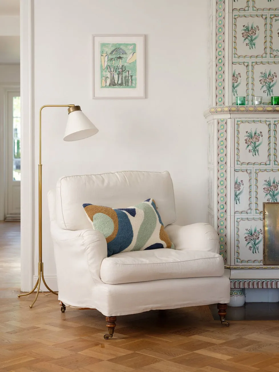 Sanskriti μαξιλαροθήκη 40x60 cm, Heaven blue-offwhite-sand-aqua Chhatwal & Jonsson